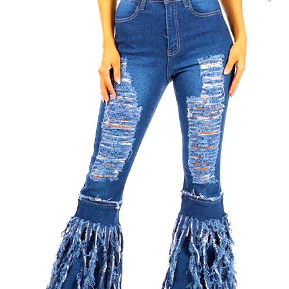 Lightly Stacked Fringe Flare Jeans